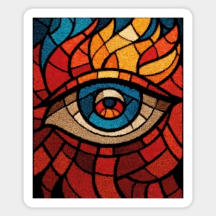 Fiery Eye of Providence | Abstract Stained Glass Mosaic Sticker